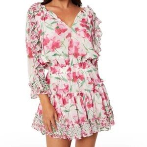 Misa Los Angeles Eliza Floral Tiered Chiffon Dress Medium NWT